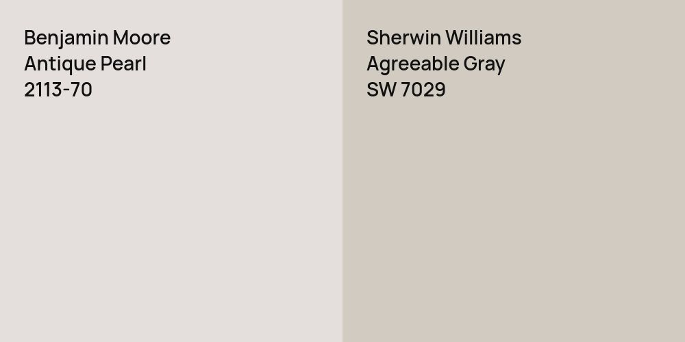 Benjamin Moore Antique Pearl vs. Sherwin Williams Agreeable Gray