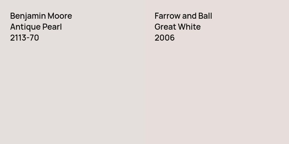 Benjamin Moore Antique Pearl vs. Farrow and Ball Great White