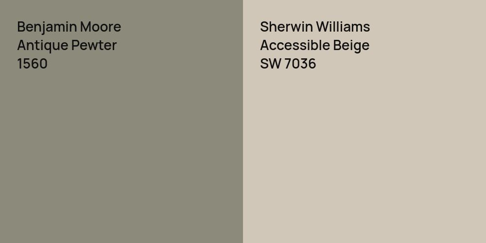 Benjamin Moore Antique Pewter vs. Sherwin Williams Accessible Beige