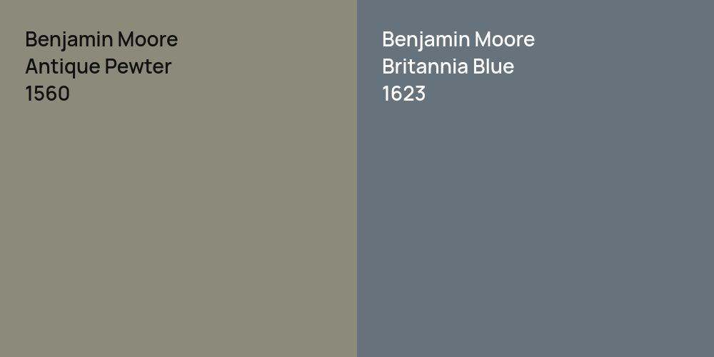 Benjamin Moore Antique Pewter vs. Benjamin Moore Britannia Blue