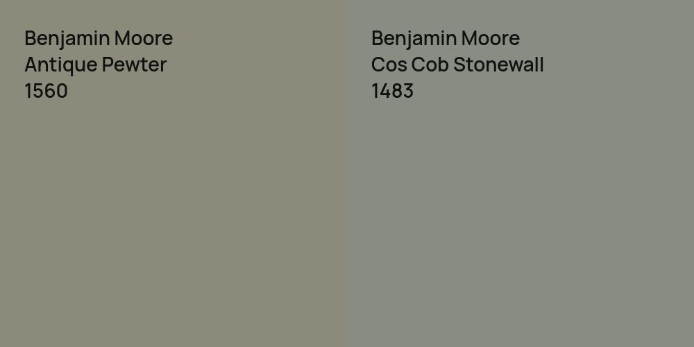 Benjamin Moore Antique Pewter vs. Benjamin Moore Cos Cob Stonewall