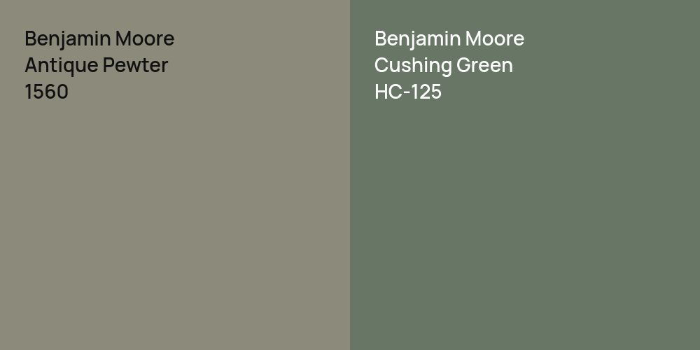 Benjamin Moore Antique Pewter vs. Benjamin Moore Cushing Green