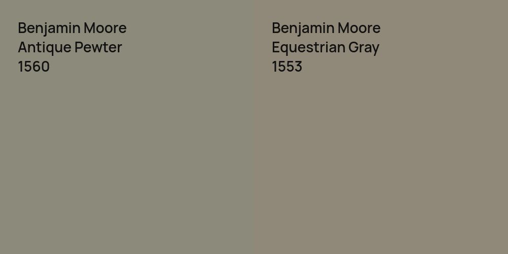 Benjamin Moore Antique Pewter vs. Benjamin Moore Equestrian Gray