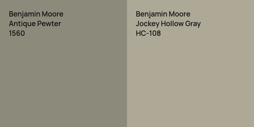 Benjamin Moore Antique Pewter vs. Benjamin Moore Jockey Hollow Gray