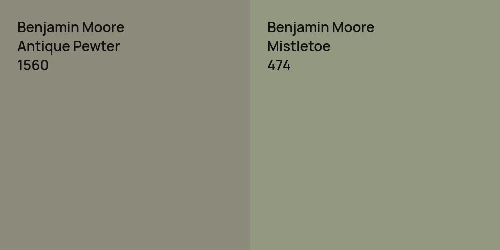 Benjamin Moore Antique Pewter vs. Benjamin Moore Mistletoe