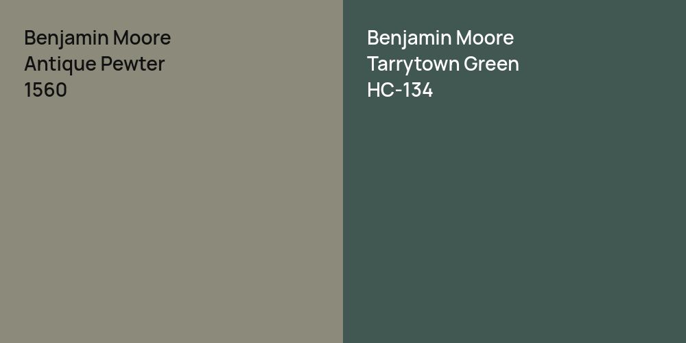 Benjamin Moore Antique Pewter vs. Benjamin Moore Tarrytown Green