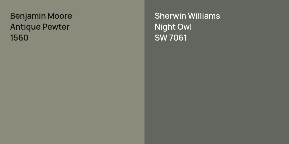 Benjamin Moore Antique Pewter vs. Sherwin Williams Night Owl