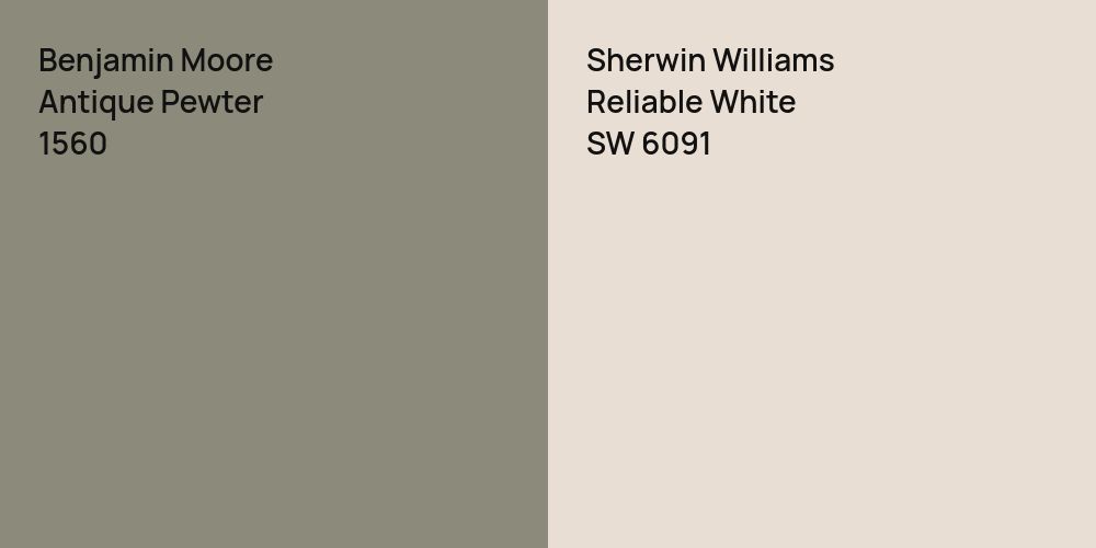 Benjamin Moore Antique Pewter vs. Sherwin Williams Reliable White