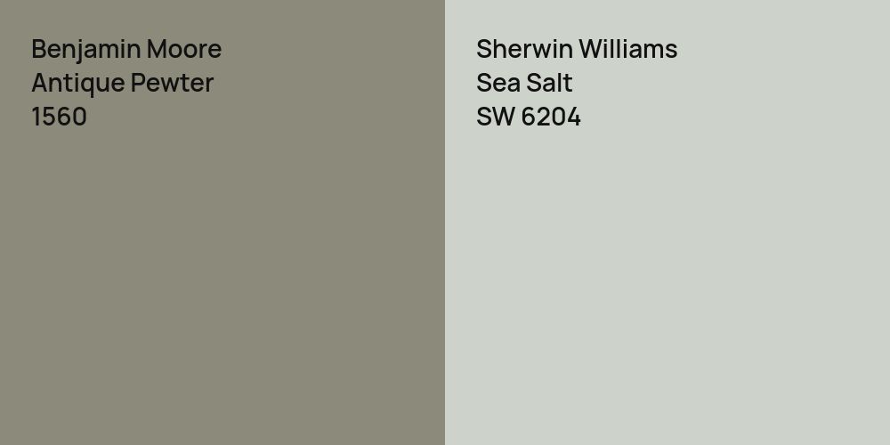 Benjamin Moore Antique Pewter vs. Sherwin Williams Sea Salt