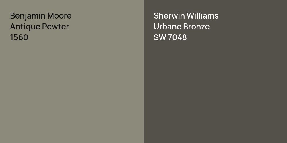 Benjamin Moore Antique Pewter vs. Sherwin Williams Urbane Bronze