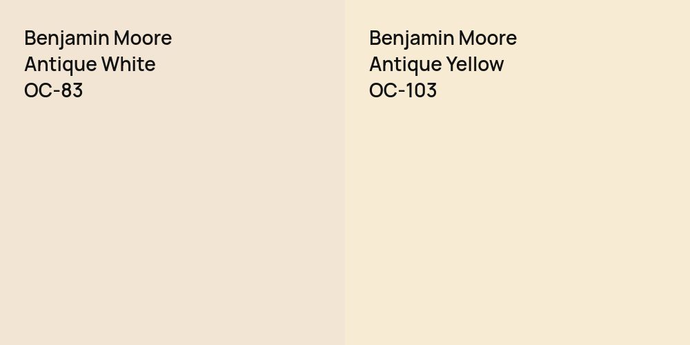 Benjamin Moore Antique White vs. Benjamin Moore Antique Yellow