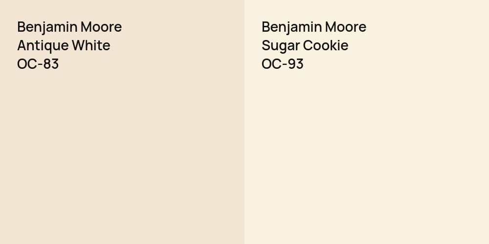 Benjamin Moore Antique White vs. Benjamin Moore Sugar Cookie