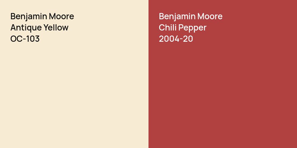 Benjamin Moore Antique Yellow vs. Benjamin Moore Chili Pepper