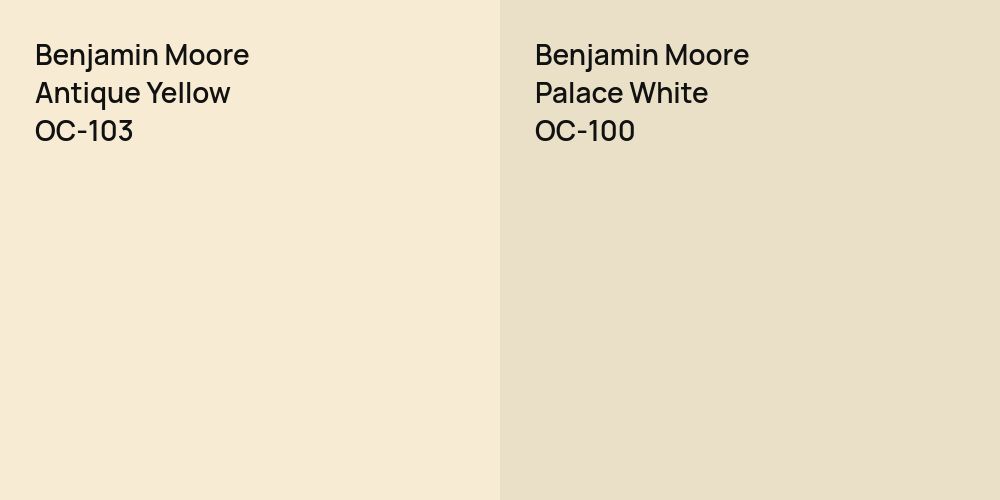 Benjamin Moore Antique Yellow vs. Benjamin Moore Palace White