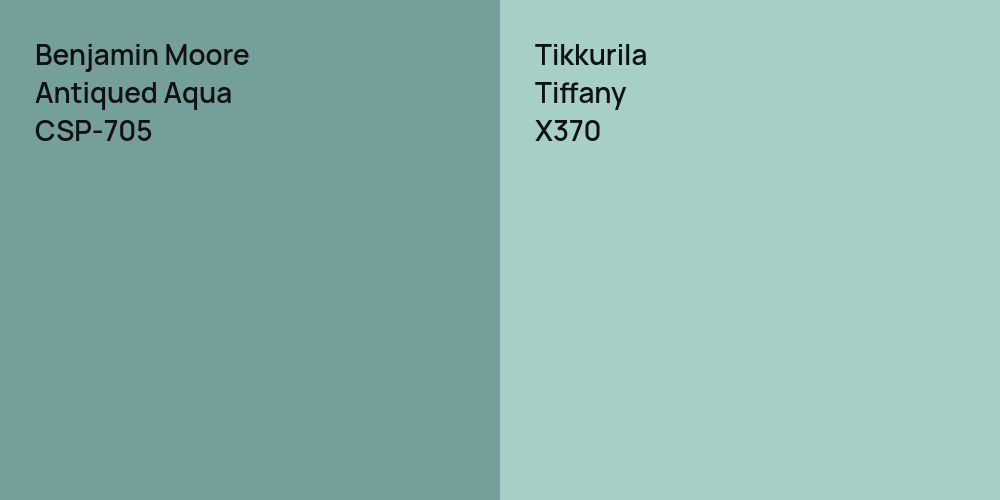 Benjamin Moore Antiqued Aqua vs. Tikkurila Tiffany