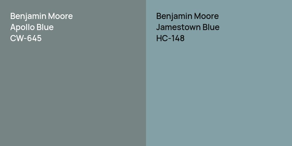 Benjamin Moore Apollo Blue vs. Benjamin Moore Jamestown Blue