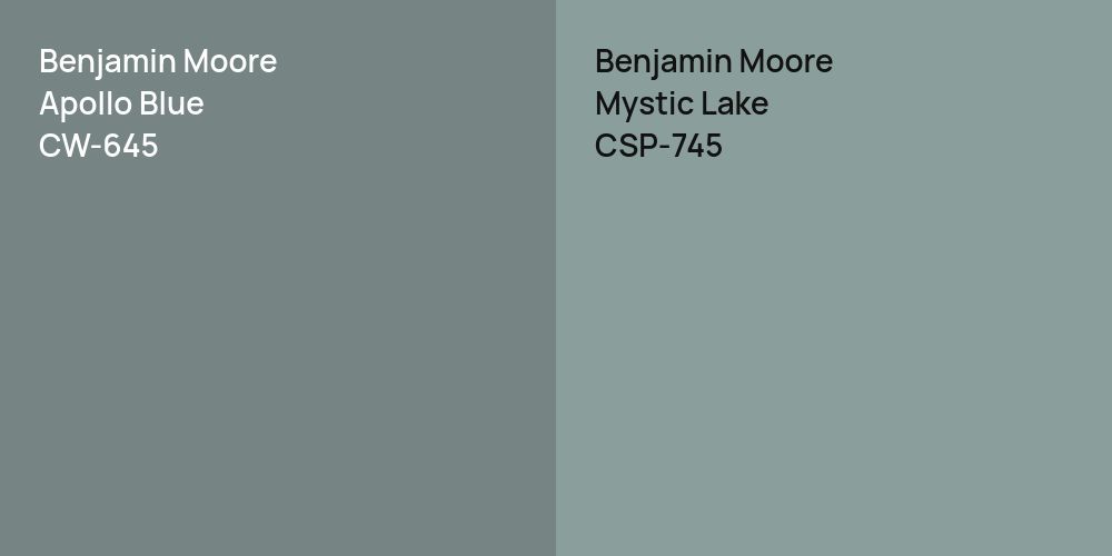 Benjamin Moore Apollo Blue vs. Benjamin Moore Mystic Lake