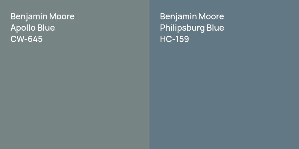 Benjamin Moore Apollo Blue vs. Benjamin Moore Philipsburg Blue