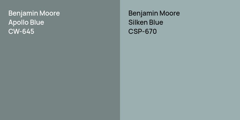 Benjamin Moore Apollo Blue vs. Benjamin Moore Silken Blue