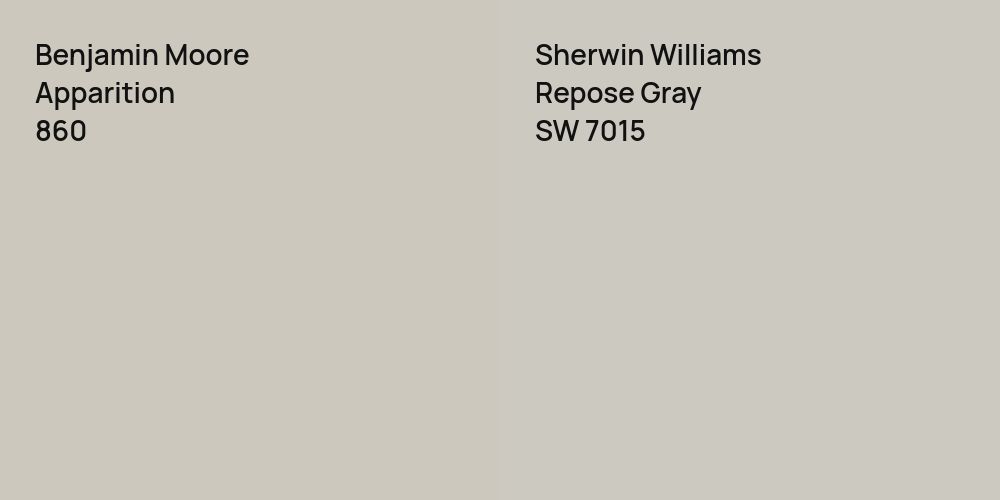 Benjamin Moore Apparition vs. Sherwin Williams Repose Gray