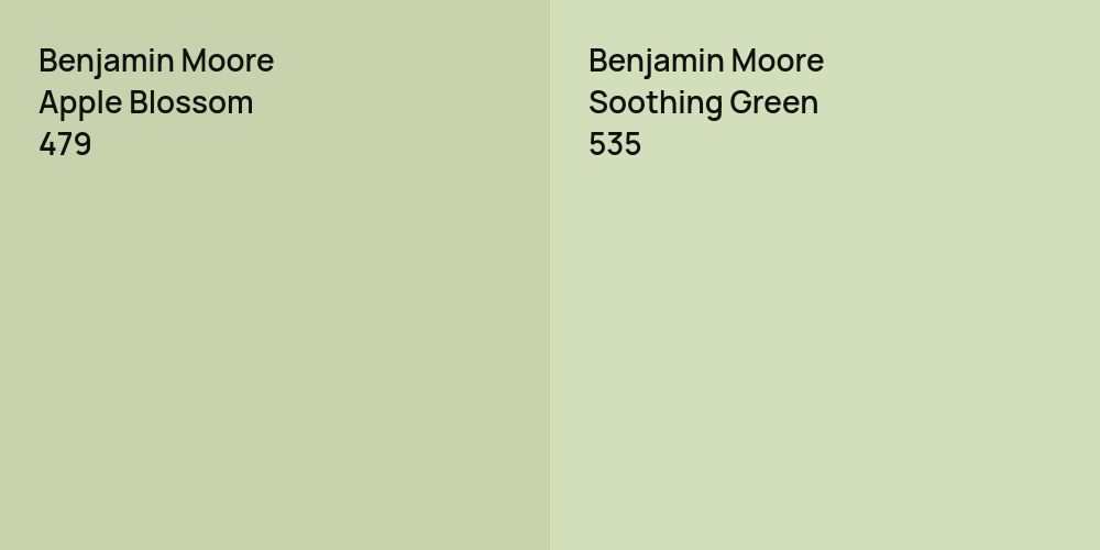 Benjamin Moore Apple Blossom vs. Benjamin Moore Soothing Green