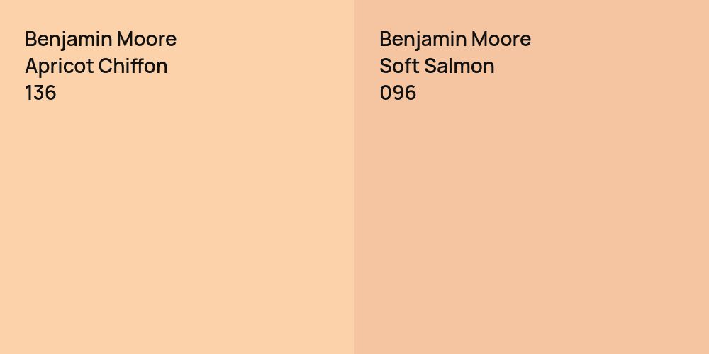 Benjamin Moore Apricot Chiffon vs. Benjamin Moore Soft Salmon