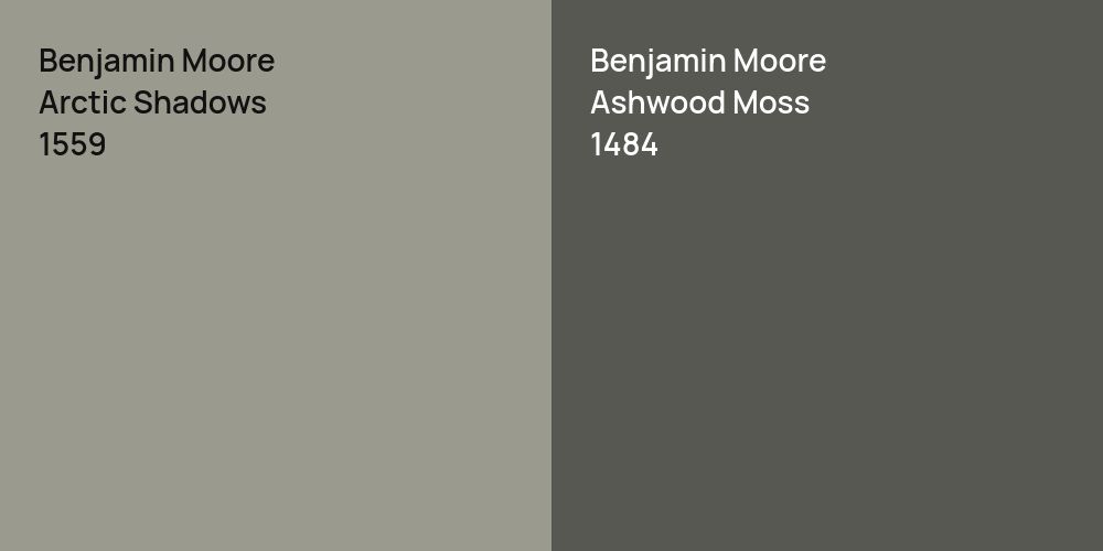 Benjamin Moore Arctic Shadows vs. Benjamin Moore Ashwood Moss