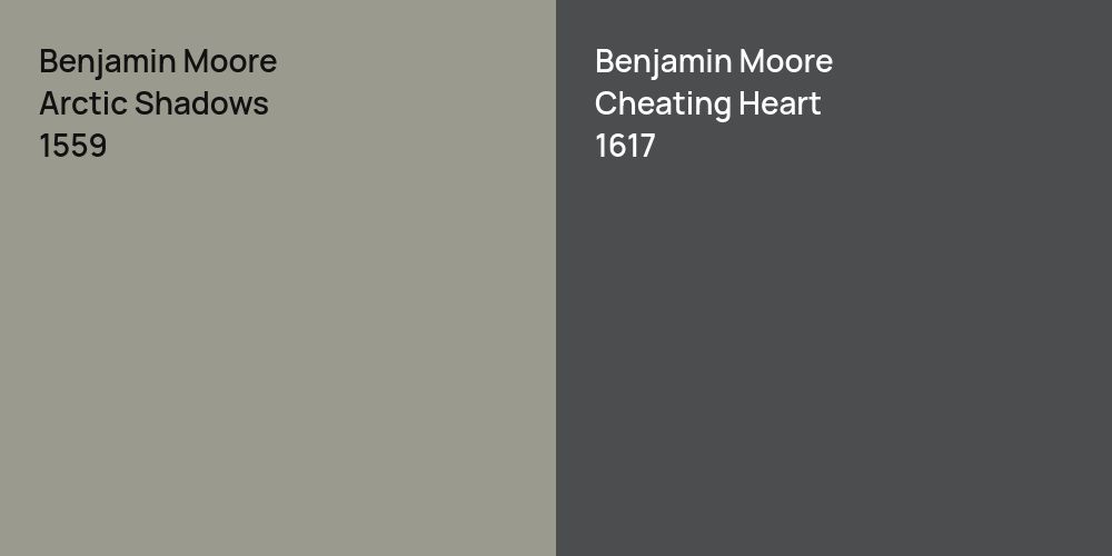 Benjamin Moore Arctic Shadows vs. Benjamin Moore Cheating Heart