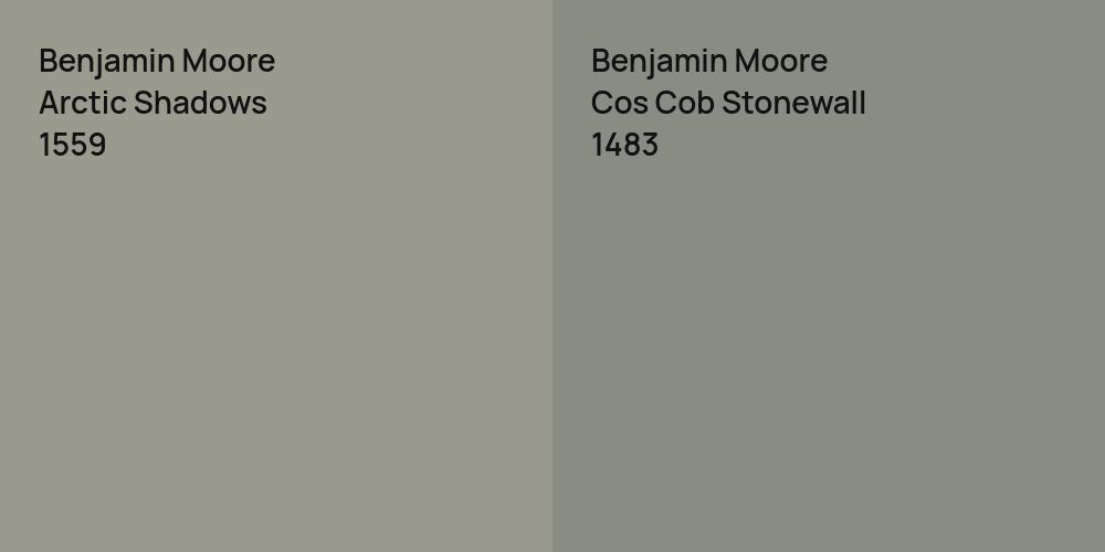 Benjamin Moore Arctic Shadows vs. Benjamin Moore Cos Cob Stonewall