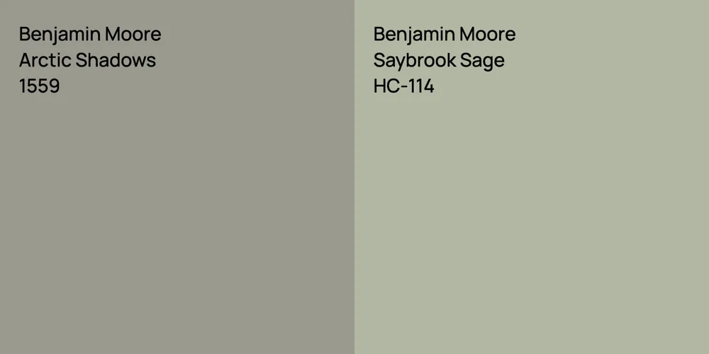 Benjamin Moore Arctic Shadows vs. Benjamin Moore Saybrook Sage