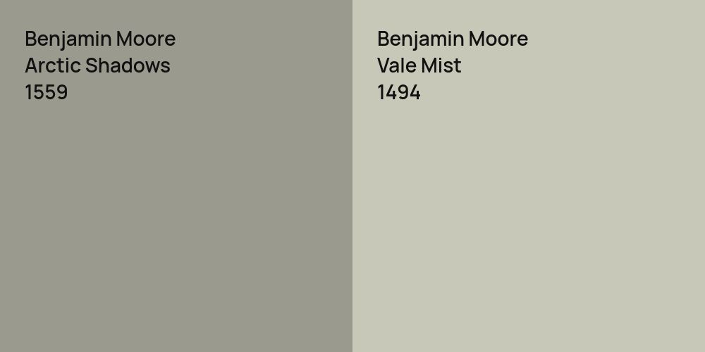 Benjamin Moore Arctic Shadows vs. Benjamin Moore Vale Mist