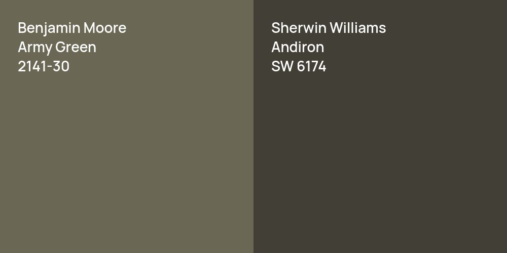 Benjamin Moore Army Green vs. Sherwin Williams Andiron