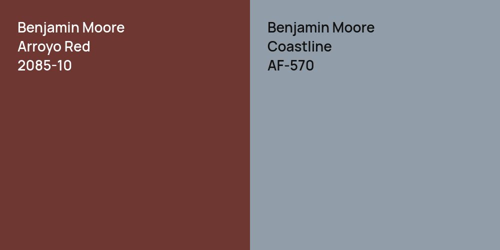 Benjamin Moore Arroyo Red vs. Benjamin Moore Coastline