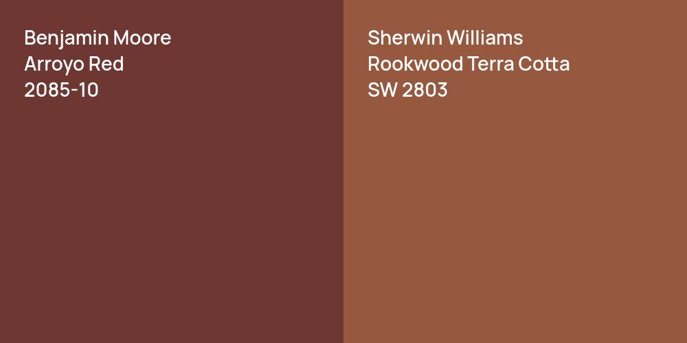 Benjamin Moore Arroyo Red vs. Sherwin Williams Rookwood Terra Cotta