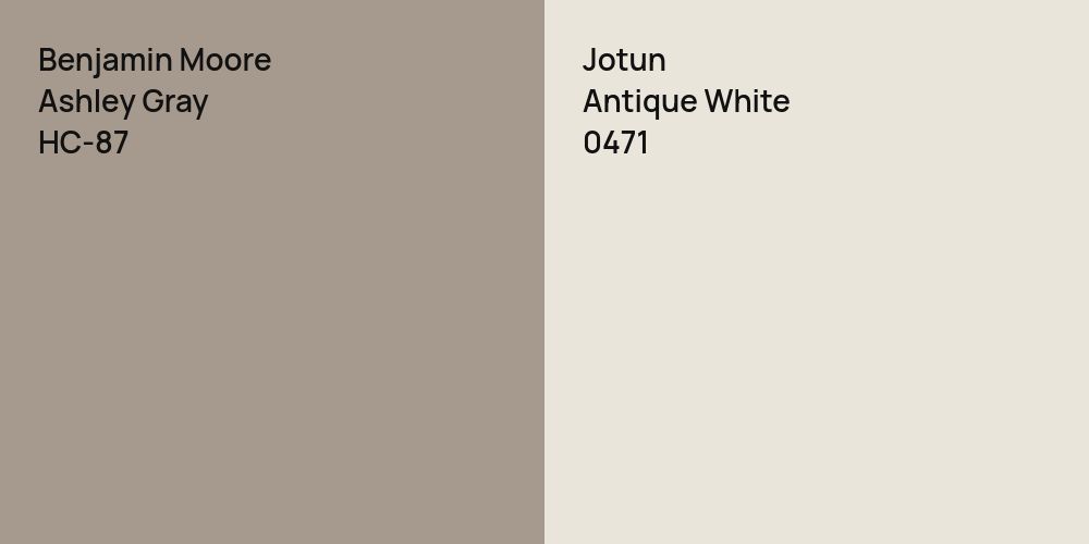 Benjamin Moore Ashley Gray vs. Jotun Antique White