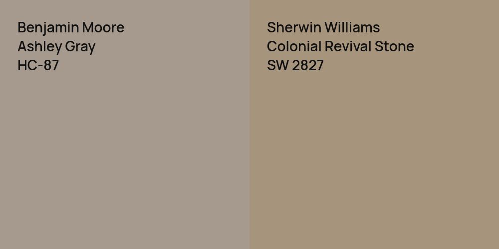 Benjamin Moore Ashley Gray vs. Sherwin Williams Colonial Revival Stone