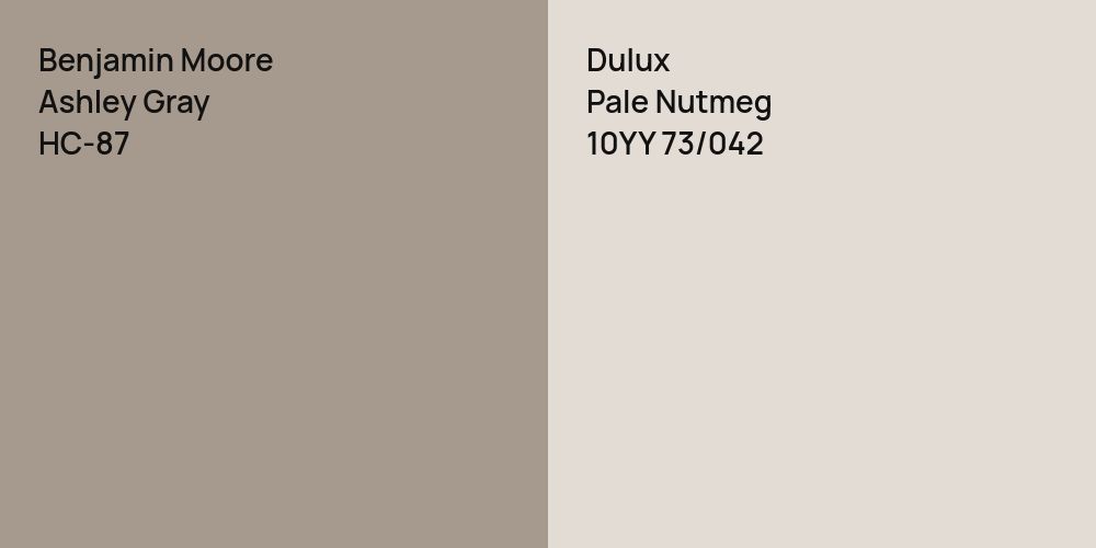 Benjamin Moore Ashley Gray vs. Dulux Pale Nutmeg