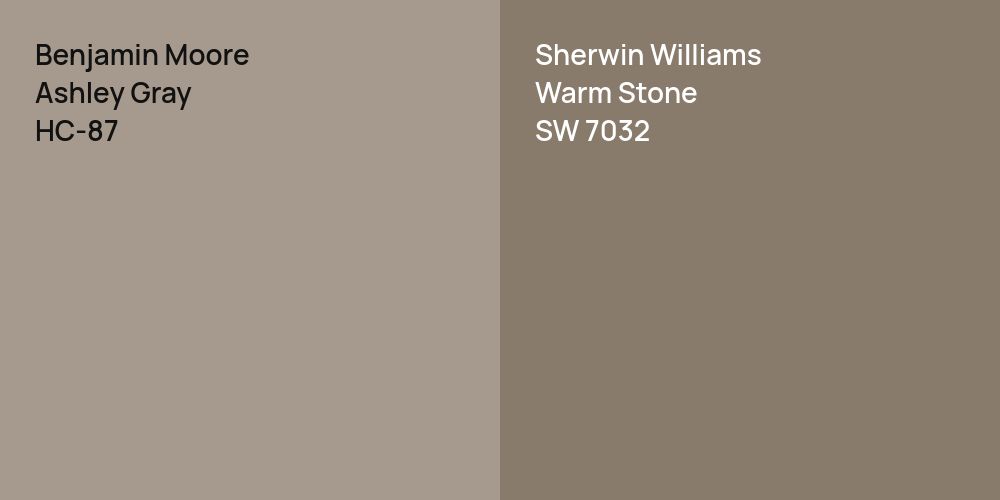 Benjamin Moore Ashley Gray vs. Sherwin Williams Warm Stone