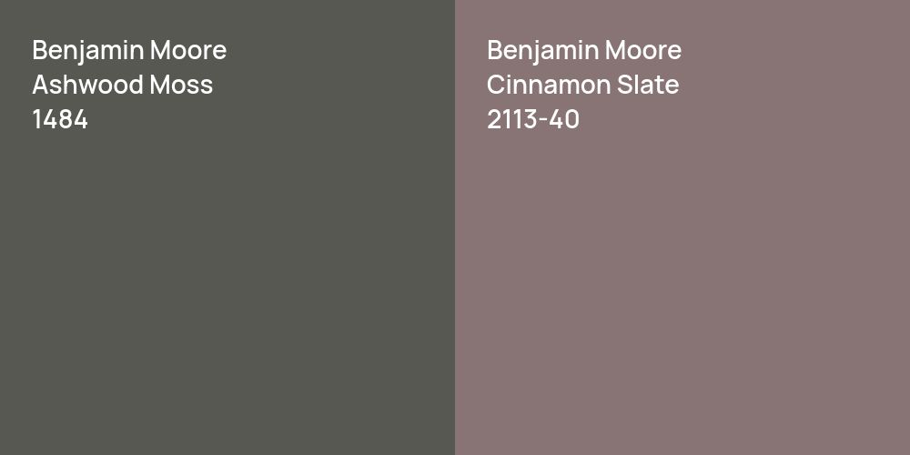 Benjamin Moore Ashwood Moss vs. Benjamin Moore Cinnamon Slate