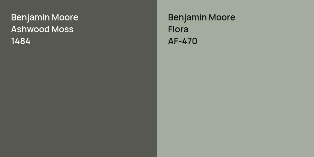 Benjamin Moore Ashwood Moss vs. Benjamin Moore Flora