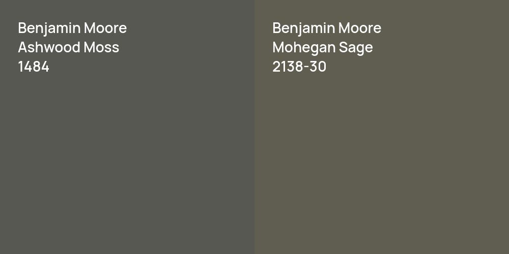 Benjamin Moore Ashwood Moss vs. Benjamin Moore Mohegan Sage