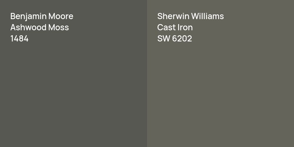 Benjamin Moore Ashwood Moss vs. Sherwin Williams Cast Iron