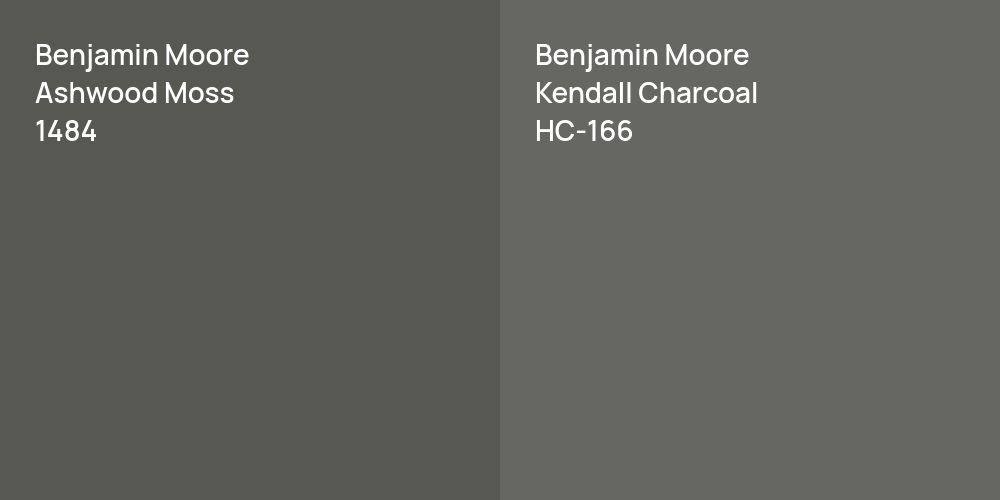 Benjamin Moore Ashwood Moss vs. Benjamin Moore Kendall Charcoal