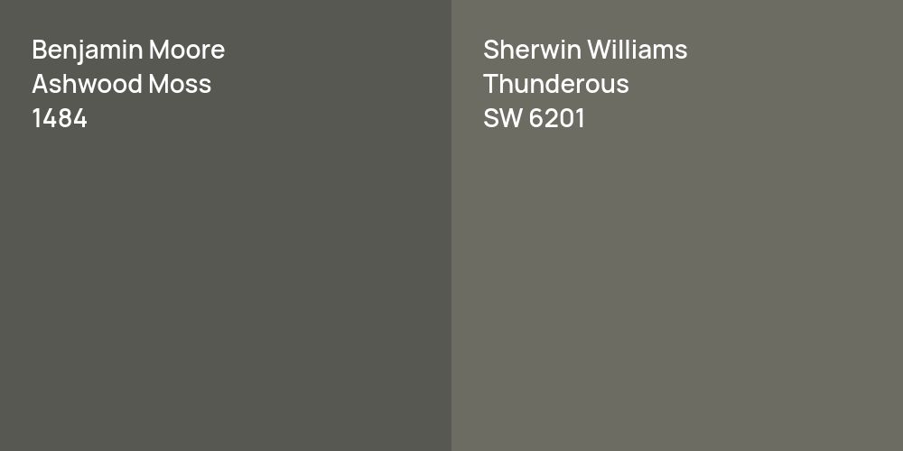 Benjamin Moore Ashwood Moss vs. Sherwin Williams Thunderous