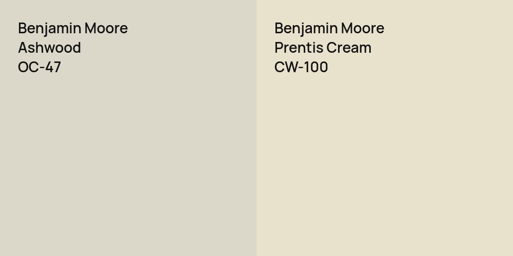 Benjamin Moore Ashwood vs. Benjamin Moore Prentis Cream