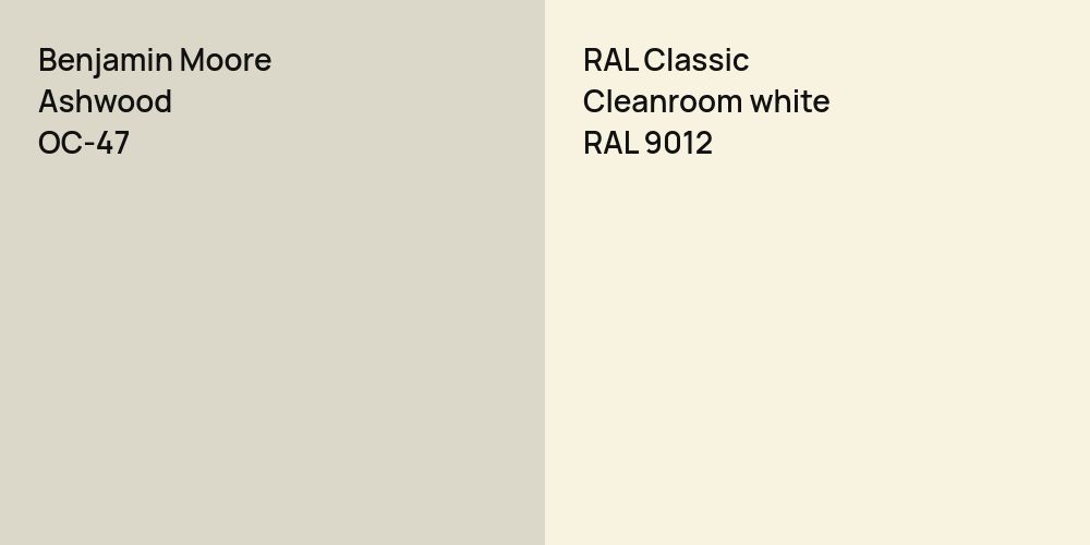 Benjamin Moore Ashwood vs. RAL Classic Cleanroom white