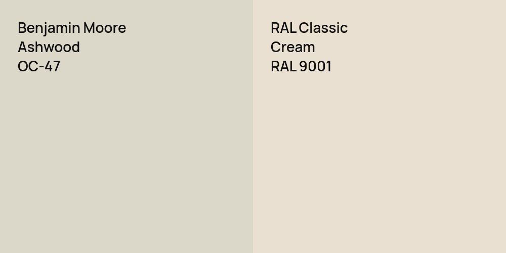 Benjamin Moore Ashwood vs. RAL Classic  Cream