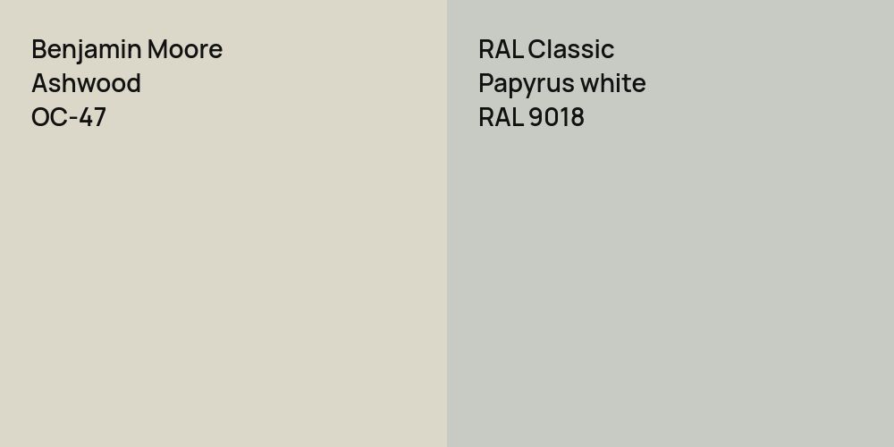 Benjamin Moore Ashwood vs. RAL Classic Papyrus white