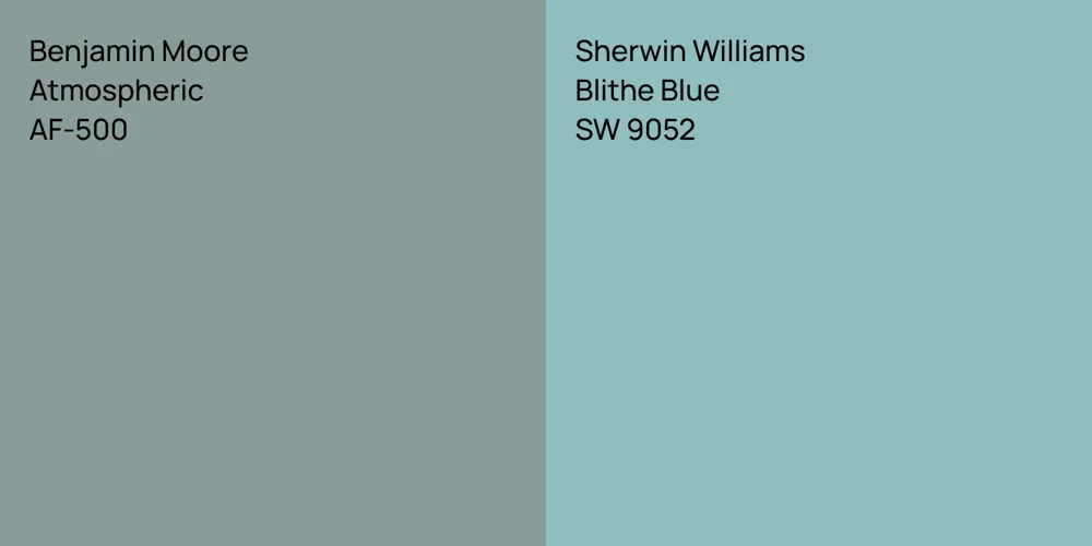 Benjamin Moore Atmospheric vs. Sherwin Williams Blithe Blue comparison