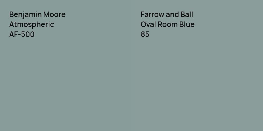 Benjamin Moore Atmospheric vs. Farrow and Ball Oval Room Blue